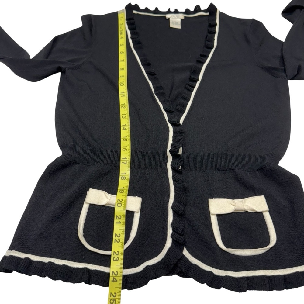 Vintage Cache Knit Cardigan Top Black White Size L Ruffle Fairy Y2K Coquette - Picture 13 of 13